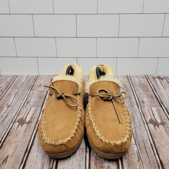 L.L.Bean Wicked Good Moccasin Slippers Chestnut Shearling Men\'s Size 11 main image 9